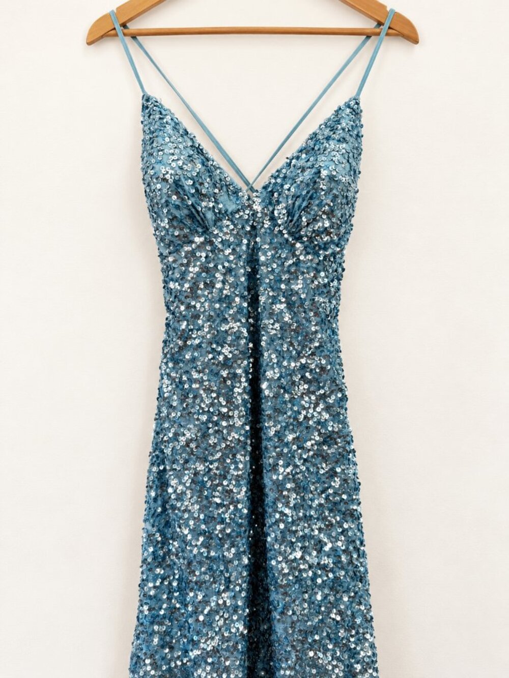 Aleta Blue Sequin Backless Mini Dress Size Small Cocktail Party Homecoming Glam